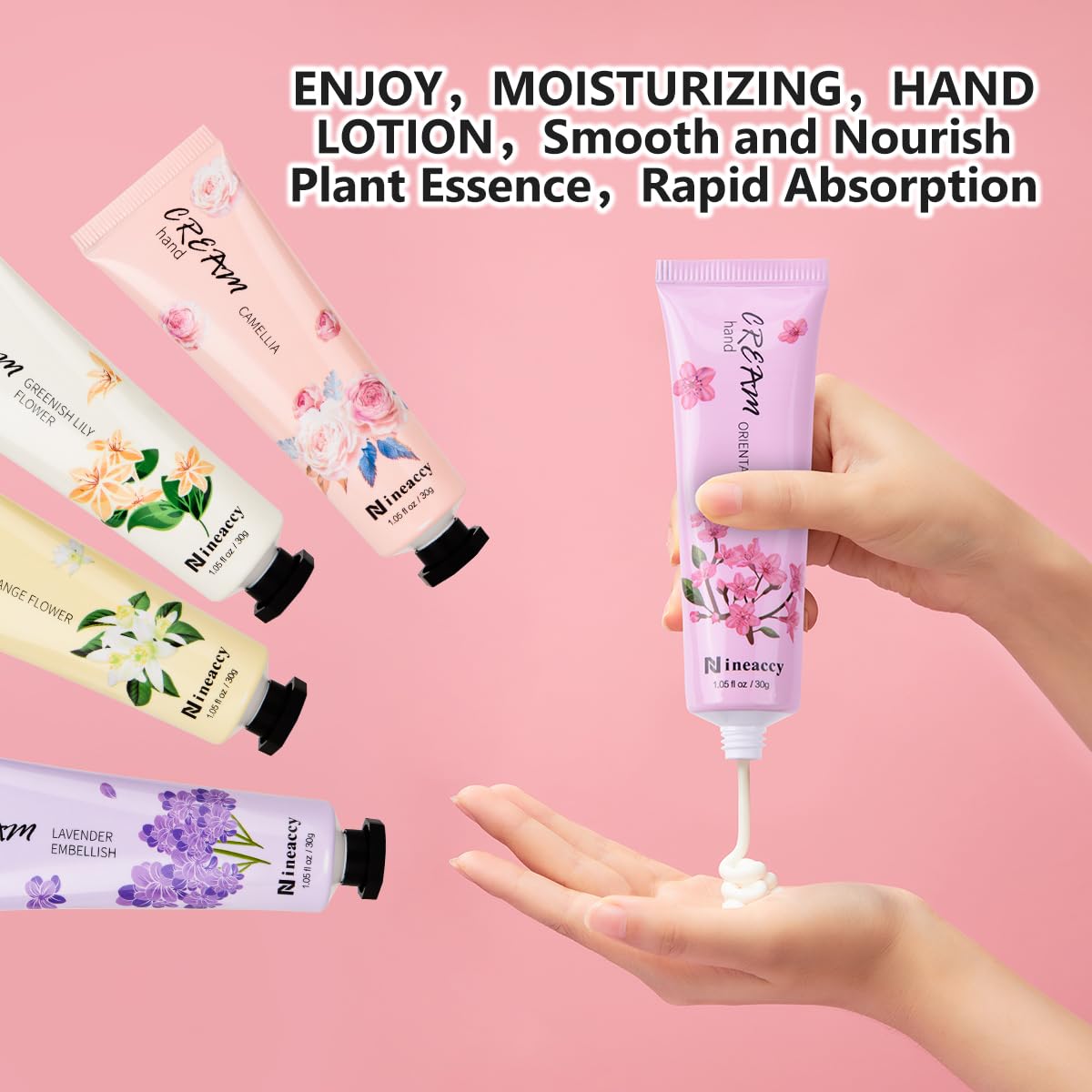 Nineaccy Floral assorted Hand Cream Set, 5 x 30ml，Pack of 5，Friendly to all skin，Gifts for Women, Mother's Day Gifts