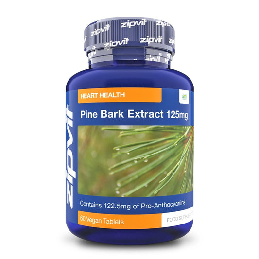 Zipvit Pine Bark Extract 125mg, 60 Vegan Tablets, High Strength Pine Bark Extract, Rich in 122.5mg Proanthocyanidins, Powerful Antioxidant Support