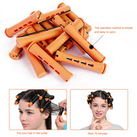 Hahhhha 24 Pieces Hair Perm Rods Cold Wave Rods,Perm Rods Set Medium Size Cold Wave Rods with Steel Pintail Comb Rat Tail Comb, Curly Rods Tools for DIY(orange)