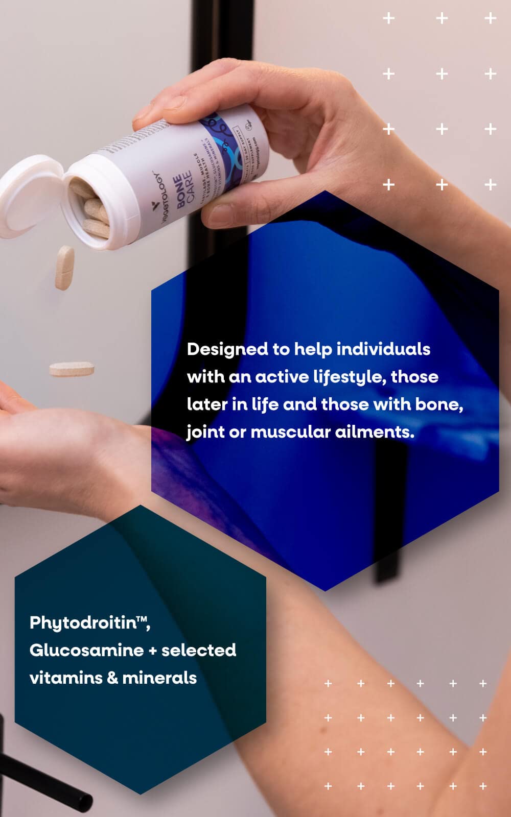 Vegetology Bone Care | Glucosamine & Phytodroitin™ - Vegan Alternative to Chondroitin | Sustainably Sourced | for Jointcare & Bone Support | Suitable for Allergies & Vegans | Made in UK