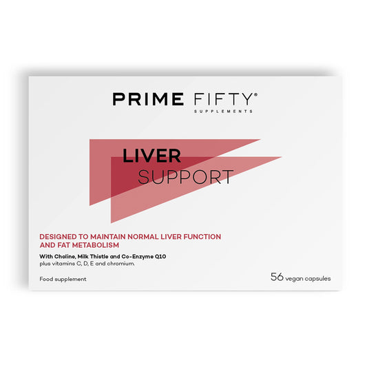 Prime Fifty Liver Support Supplements – 56 Vegan Capsules – Choline & Milk Thistle Supplements with Co-Enzyme Q10, Vitamins C, D, E & Chromium – Liver Supplements Developed for Over 50s