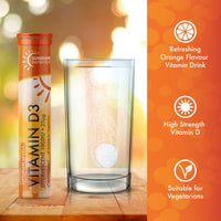 Sunshine Nutrition Vitamin D Effervescent Tablets - Dissolvable High Strength Vitamin D3-20 Vitamins Per Tube (2 Pack)