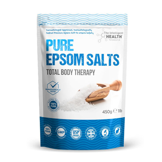 The Intelligent Health Magnesium Sulphate Bath Salts Soak, Muscle Magnesium Epsom Salts for Bathing and Foot Soaking for Women & Men - 450g Resealable Pouch
