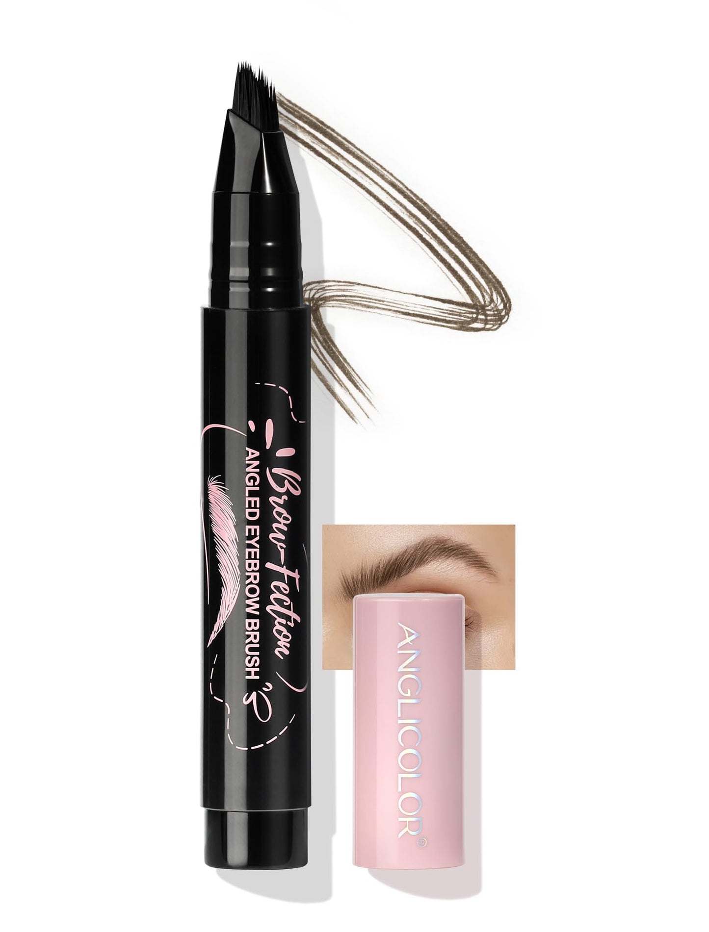 Anglicolor Eyebrow Pen Easy to Use, Eyebrow Brush Quick Drying,Microblading Eyebrow Pen Natural,Hair-Like Strokes, 24 hrs Long-Lasting,Waterproof,Smudge-Proof,Multiple Uses (02tawny brown)