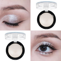 LYNTYAOU White Eyeshadow, Single Glitter Eye Shadow Pallets for Women, Highly Pigmented Long Lasting Metallic Shimmering Baked Eye Shadows Highlighter Powder, Gift for Women & Girls