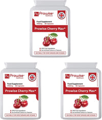 PH PROWISE Healthcare Cherry Max+ (Pack of 3) 2100mg Montmorency Cherry Added with Black Cherry I 90 Vegan Capsules High Strength I Made in The UK by Prowise Healthcare