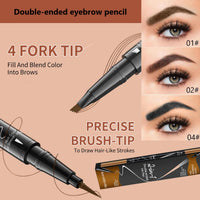 KARLOR 2-in-1 Eyebrow Pencil, Liquid Eye brow Pencil with 2 Heads, Brow Pen for Sharpening, Waterproof, Long-lasting, Hair Drawing Pen (02#Dark brown)