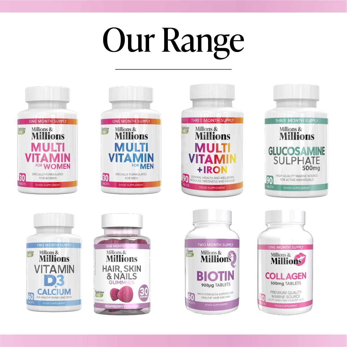 Millions & Millions - Hair, Skin & Nails Multivitamin Gummies • Maintenance of Hair, Skin & Nails • Suitable for Vegetarians • 30 Gummies • 1 Month Supply