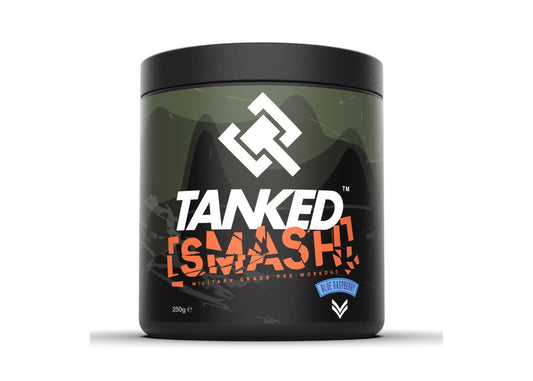 Warrior Tanked Smash, Pre Workout Powder - 250g - Improve Focus & Intensity Levels (Blue Raspberry)