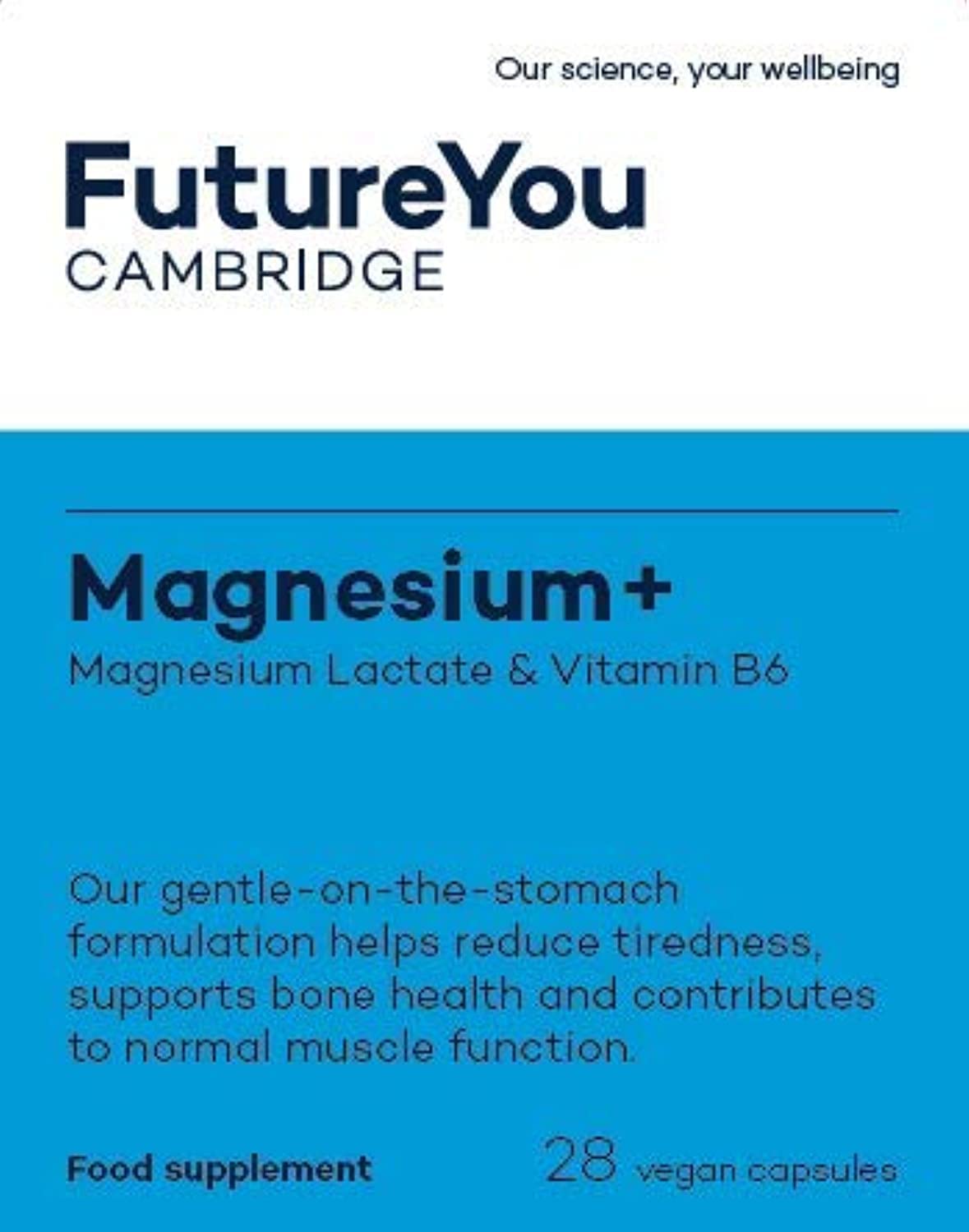 Magnesium+ 575mg Supplement – 28 High Strength Magnesium Capsules – Magnesium Lactate & Vitamin B6 Health Supplements to Reduce Tiredness & Support Bone Health – Supplements by FutureYou Cambridge
