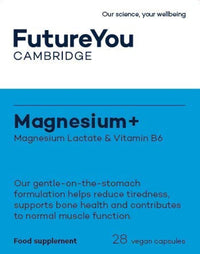 Magnesium+ 575mg Supplement – 28 High Strength Magnesium Capsules – Magnesium Lactate & Vitamin B6 Health Supplements to Reduce Tiredness & Support Bone Health – Supplements by FutureYou Cambridge