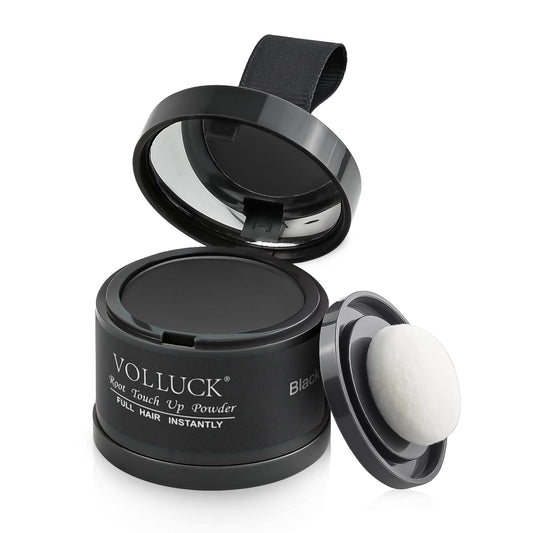 VOLLUCK Root Touch up Powder 4g – Covers Grey Roots & Conceals Thinning Hair, Hairline Powder for Men & Women – Natural Look, Easy to Use & Compact for Quick Touch Ups (Black)