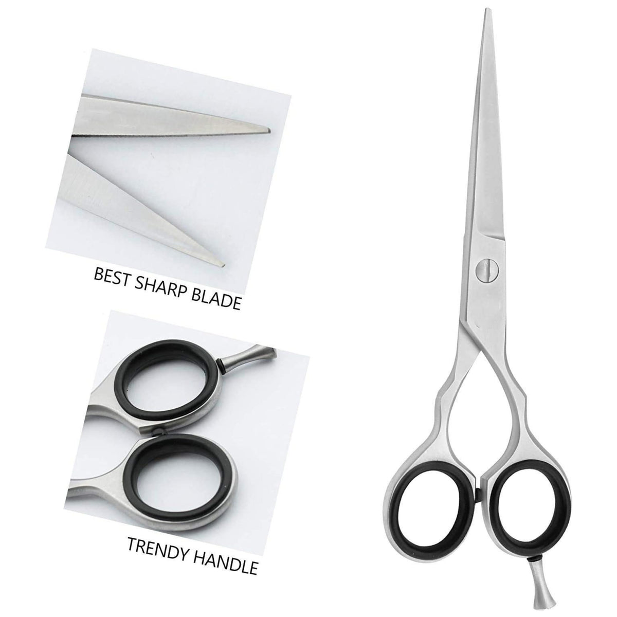 Asm Instruments ASM Professional Hairdressing Scissors Barber Salon Scissor - Heavy Duty Stainless Steel Barbers Scissor for Crafting, Beard & Hair Cutting 6.5" - Perfect Christmas Gifts for Women & Men (Silver)