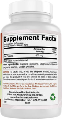 Best Naturals Bee Propolis 500 mg 120 Capsules (120 Count (Pack of 3))