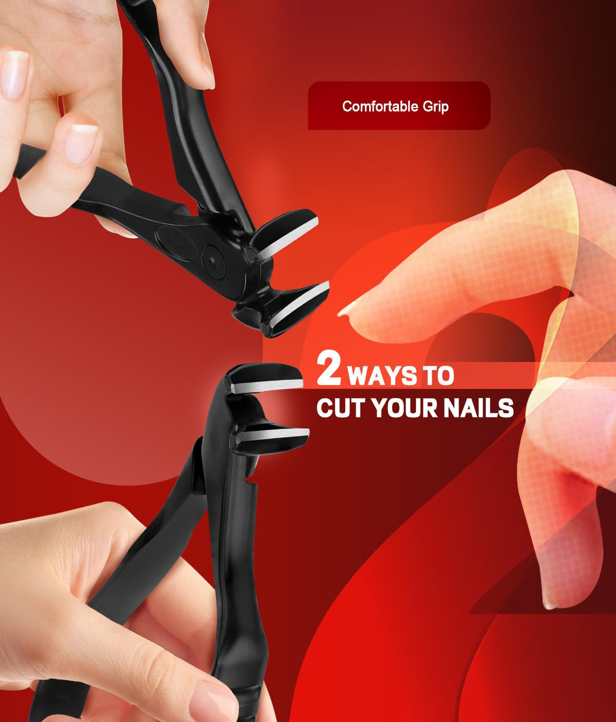 SG Nekoo Angled Head Nail Clippers for Thick Nails,Long Handled Toenail Clipper for Seniors,Stainless Steel Anti-Splash Design Toe Nail Cutter for Men Women,Ergonomic Nail Trimmer