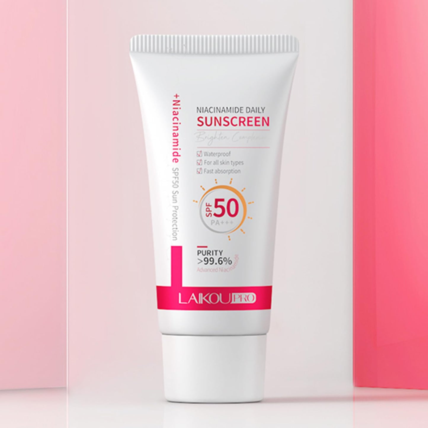 LAIKOU Pro Niacinamide Sunscreen SPF 50 PA+++, Daily Face & Body Sun Cream with Hyaluronic Acid & Centella Asiatica, UVA/UVB Protection, Lightweight, Non-Greasy for All Skin Types, 50g (Pack of 2)