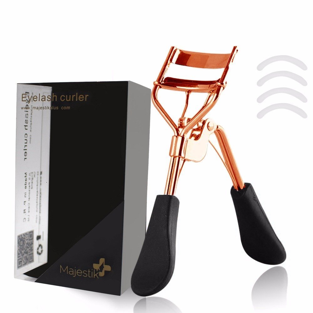 Majestik+ Eyelash Curler With 4 Refill Pads- Designed for No Pinching or Pulling Just Dramatically Curled Eyelashes & Lash Line In Seconds - In Rose Gold