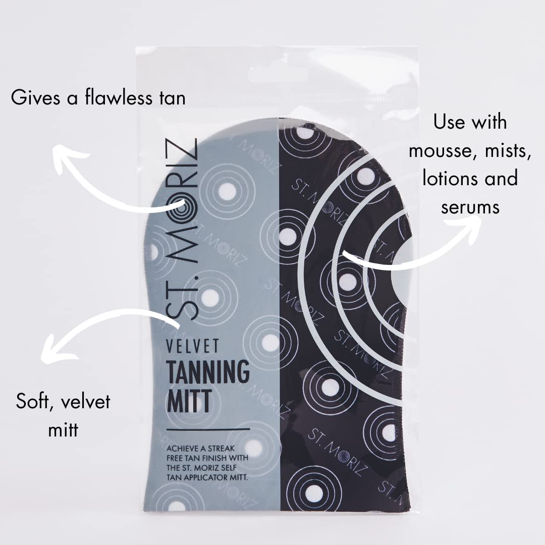 ST. MORIZ St Moriz Velvet Tanning Mitt for Even Fake Tan Coverage, Stain Free Hands & Streak Free Finish | Reusable | Use with Any Fake Tan Mousse, Mist, Lotion | Fake Tan Mitt | Fake Tan Applicator