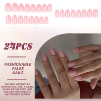 Generic Dusty Pink Press On Nails – 24PCS Short Oval & Almond Fake Nails, Glossy Solid Color Gel Full Cover Acrylic Nails, Reusable & Long-Lastingfor Women, Easy DIY Application