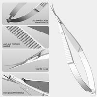 ZIZZON Cuticle Scissors Extra Fine Curved Professional Precise Pointed Tip Grooming kit for Eyebrow, Eyelash, Trim Nail and Dry Skin