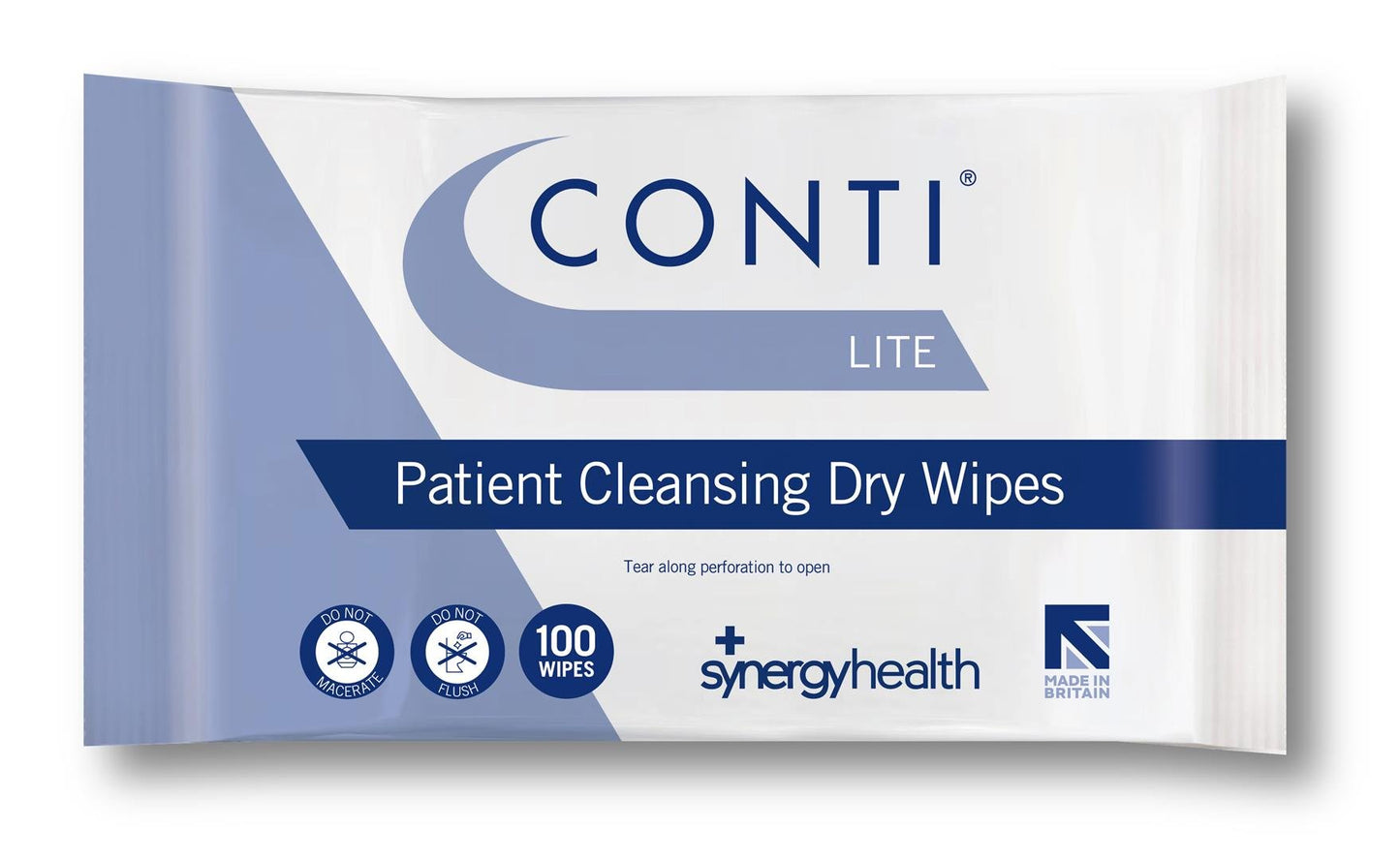 Synergy Healthcare Synergy Health 1 Pack of 100 Conti Lite Economy Dry Patient Cleansing Wipes