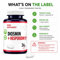 Hepatica Diosmin & Hesperidin 500mg | Diosmin 450mg & Hesperidin 50mg | Bioflavonoid Complex | 60 Vegan Capsules | 2-Month Supply | 3rd Party Lab Tested