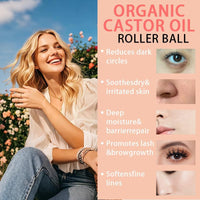 Generic Organic Castor Oil with Rose Quartz Roller, 50ml Organic Castor Oil Roll On, Natural Ingredients, Gently Nourishes Skin, Deep Hydration & Smoothing, for Belly, Face, Body, 1.7 fl oz