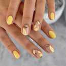 Agasar 24pcs Short Oval False Nails Yellow Stick on Nails Lemon Pattern Press on Nails Removable Glue-on Nails Fake Nails Acrylic Full Cover Nails Women Girls Nail Art Accessories