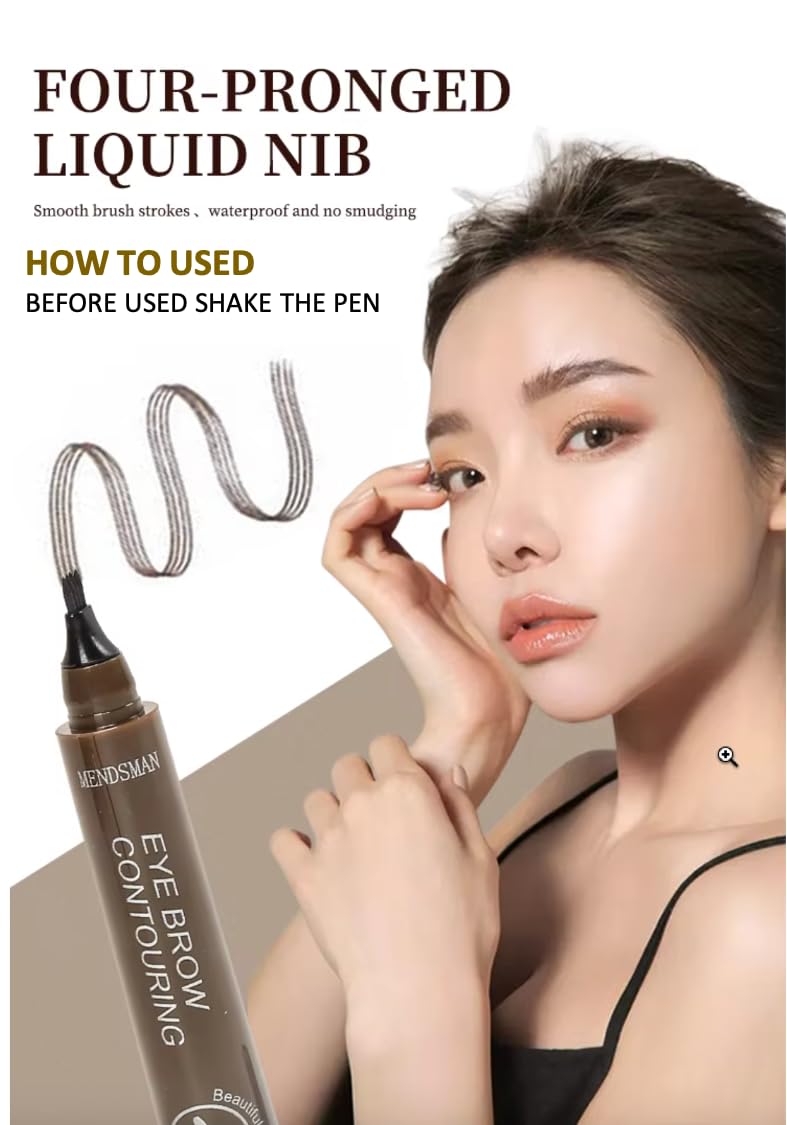 NOMPAT PACK OF 5 Microblading Eyebrow Pencil, Waterproof Magic Eyebrow Pen, 4 Tipped Precise Brow Pencil, Long-lasting Natural Makeup Fine Stroke Eye Brow Pencil