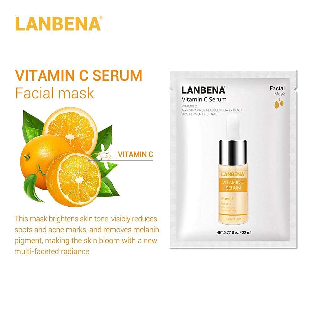That's Ideal Marketplace Lanbena Anti-Ageing Multipack of 7 Pampering Facial Face masks, Vitamin C facemask, Hyaluronic Acid, 6 Peptides, Pore Treatment,24k gold Peptides, Ectoin Soothing, Improve fine lines and wrinkles
