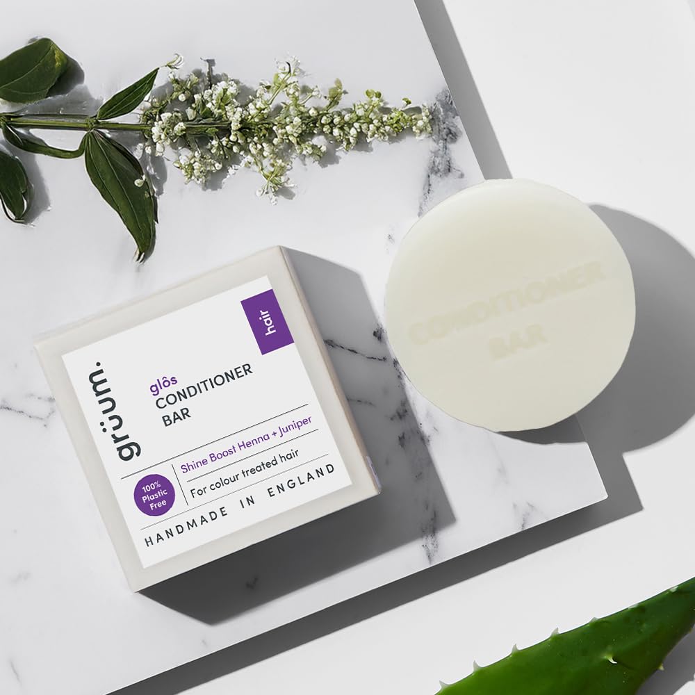 grüum Shine Boost Hair Conditioner Bar 50g - SLES, EDTA & Paraben Free Conditioner Bar for Hair Lasts up to 60 Washes - Plant-Based Vegan Solid Conditioner Bar for Hair