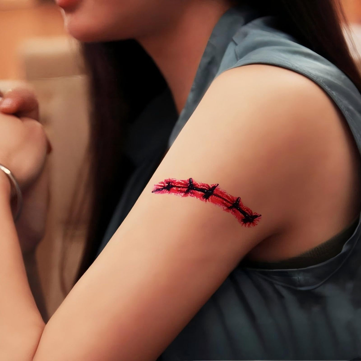 Hdwnand 50PCS Temporary Tattoo for Halloween Simulated Scar Tattoo Sticker