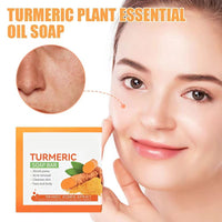 Anshenger Turmeric Handmade Soap, Facial Soap, Gentle Skin Care Essential Oil Soap, Body Cleanser, Anti-Acne, Shrink Pores, Deep Cleansing, Moisturizing, Firming, With Foaming Net, Suitable For Body And Face