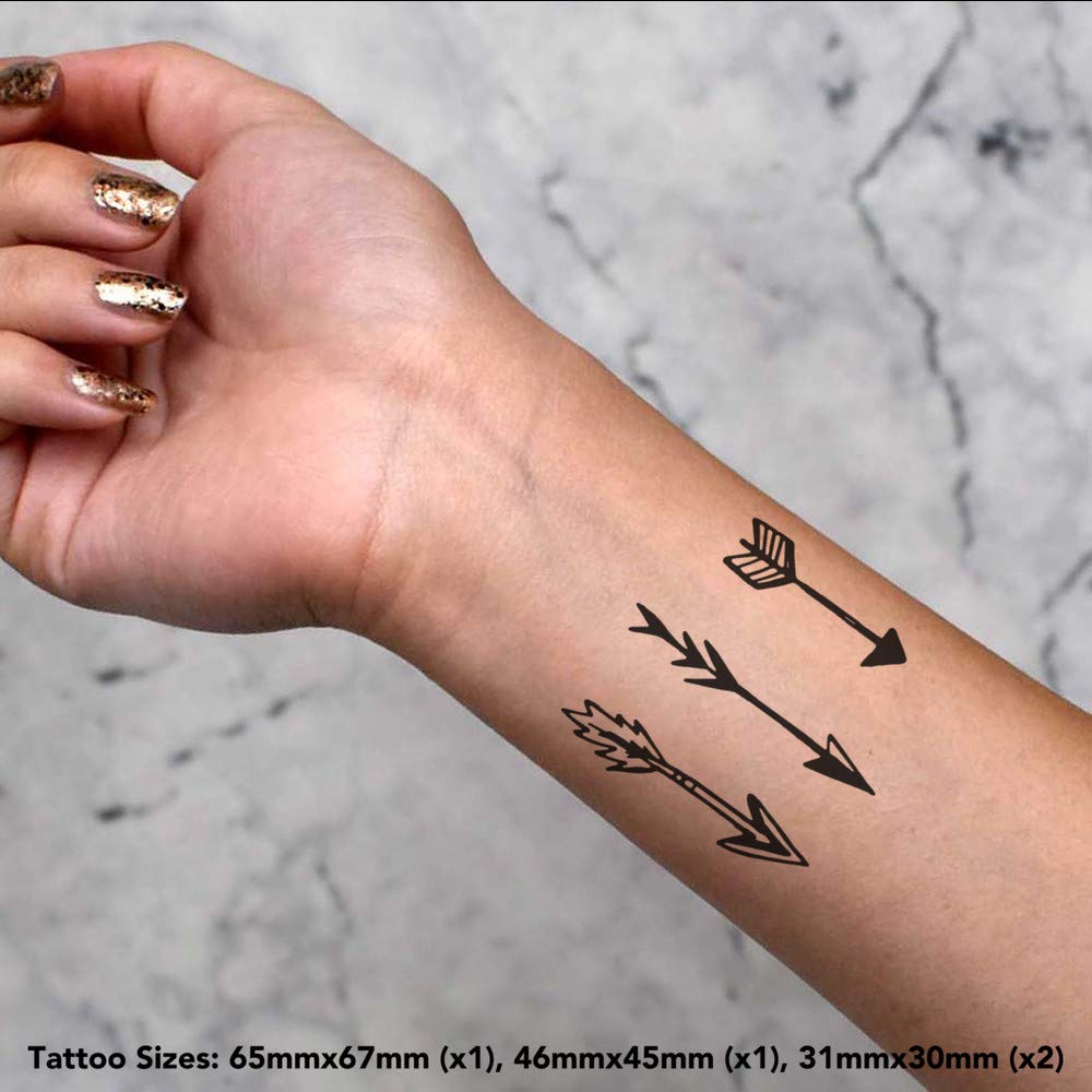 Azeeda 4 x 'Assorted Arrows' Temporary Tattoos - Water Resistant, Skin-Safe, Non-Toxic Transfers, Mixed Sizes (TO00008236)