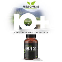 Feel Supreme Vitamin B12 1000mcg Tablets High Strength - Methylcobalamin B12 Supplement - Energy, Immune Support & Brain Function - Vegan Vitamin B12 Tablets for Men & Women - 60 Tablets UK Made