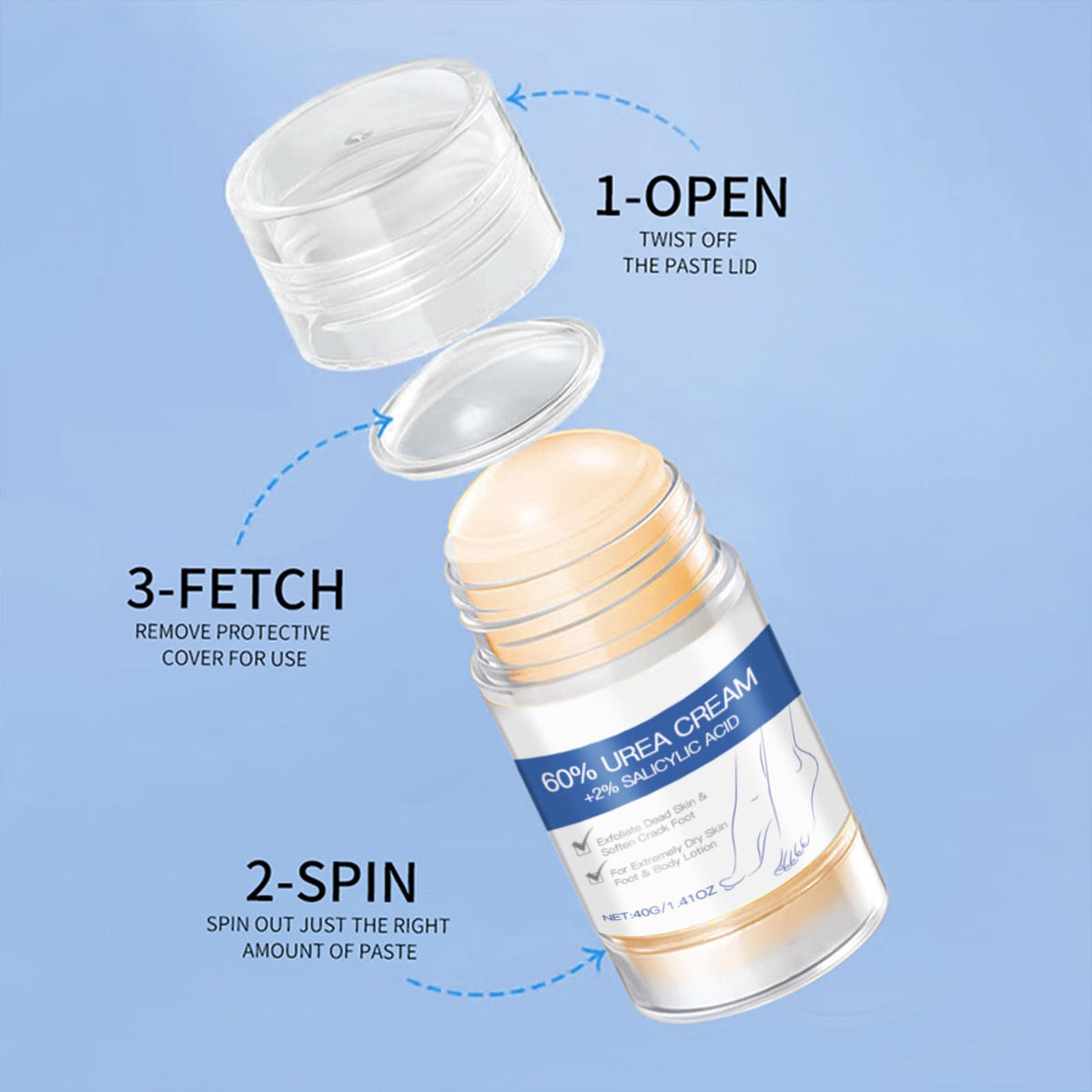 Jorun JORUN 2 Pcs Urea Foot Cream 60% + 2% Cracked Heel Repair Cream - 80 G Urea Cream for Cracked Heels and Dry Skin - Foot Cream for Hard Skin Can Deeply Moisturizes and Softens Dead Skin