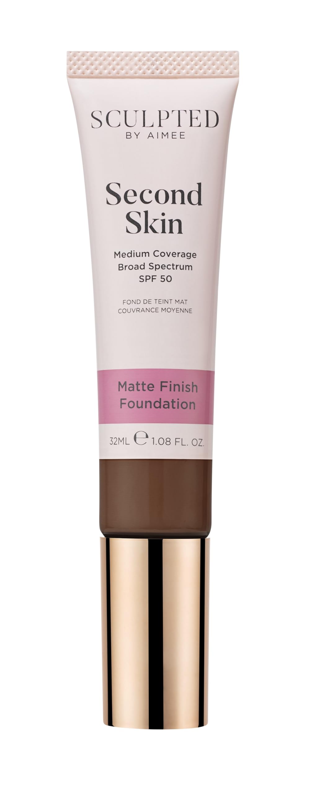 SCULPTED by Aimee Connolly Second Skin Matte Liquid Face Foundation from Sculpted by Aimee - 32ml Buildable, Medium Coverage Foundation with Matte Finish, Hyaluronic Acid, Collagen Boosting Formula, SPF 50, (Ebony 8.0)