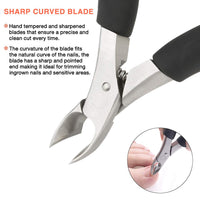 BEZOX Toe Nail Clippers for Thick or Ingrown Nails - Heavy Duty Stainless Steel Soft Grip Toe Nail Cutters - Olecranon Short