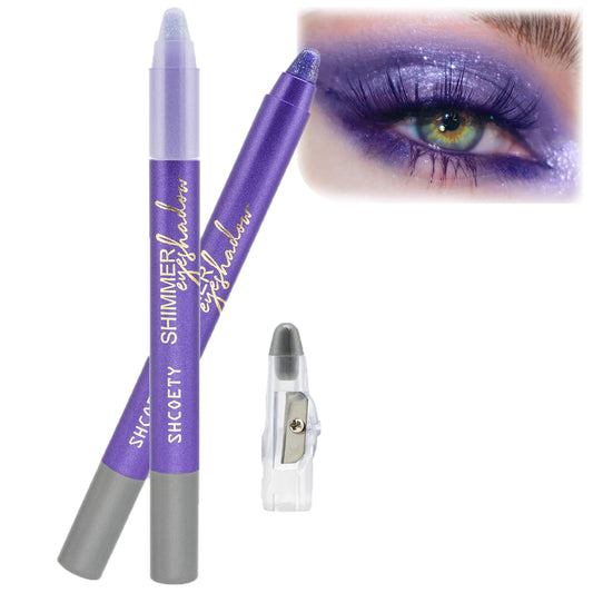 SHEBEEDO Purple Eyeshadow,Cream Eyeshadow Stick Glitter Pen With Sharpener,Metallic Eyeshadow Stick Comfortable Formula,Shimmer Eye Shadows Blendable Longwear Glitter Highly Pigmented Eyeshadow Woman Make up