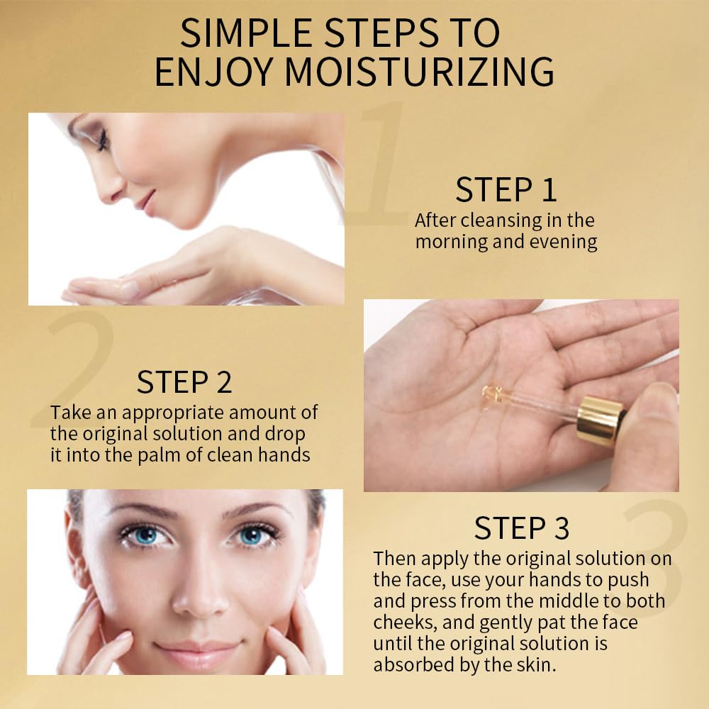 KlsyChry 24k Gold Serum for Face, Skin Moisturizing Anti-Aging Anti-Redness Acne Treatment Essence Cream for Dark Spots & Fine Lines, Skin Care Gold Essence Nicotinamide Serum (30ml)