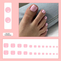 NLFOX French False Toenails - 24pcs Press On Toe Nails - Baby Pink Toe Press On Nails - High Glossy Fake Toe Nail with Glue On - Full Cover Toenail-Tips for Women Nails Art Manicure
