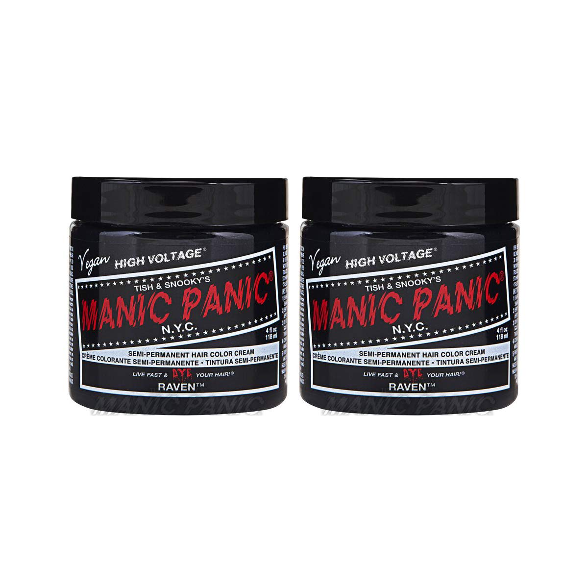 Manic Panic - Raven Classic Creme Vegan Cruelty Free Black Semi Permanent Hair Dye - 2 x 118ml