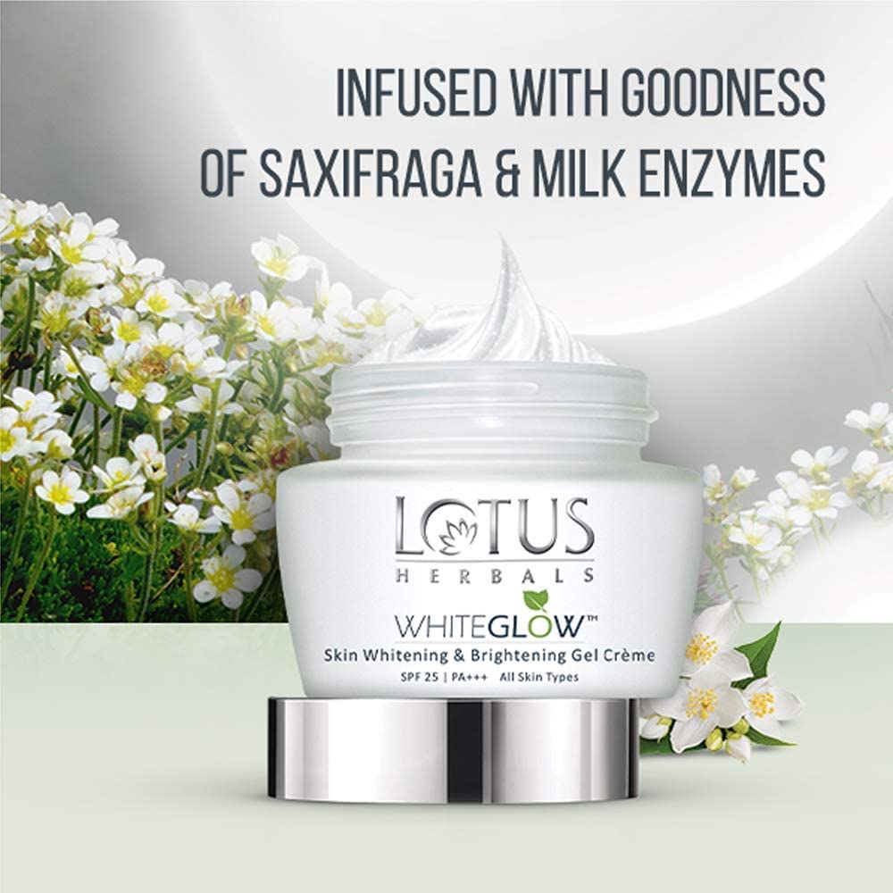 Lotus Herbals WhiteGlow Skin Whitening And Brightening Gel Cream | SPF-25 | 60g