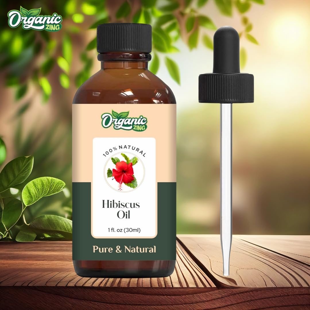 ORGANIC ZING Organic Zing Hibiscus (Rosa sinensis) Oil | Pure & Natural Essential Oil for Skincare, Hair Care & Massage- 30ml/1.01fl oz