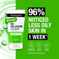 Neutrogena Oil Balancing Face Scrub (1x 150ml) for Oily Skin, Helps Remove Excess Oil and Clear Pores, For a Refreshed, Mattified and Radiant Complexion