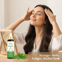 Herbs Botanica Bhringraj Oil for Hair Growth Organic Ayurvedic Herbal Hair Oil with Bhringraj, Amla, Aloe Vera, Sesame & Curry Leaf Reduces Hair Fall, No Silicones or Parabens 6.76 Fl Oz
