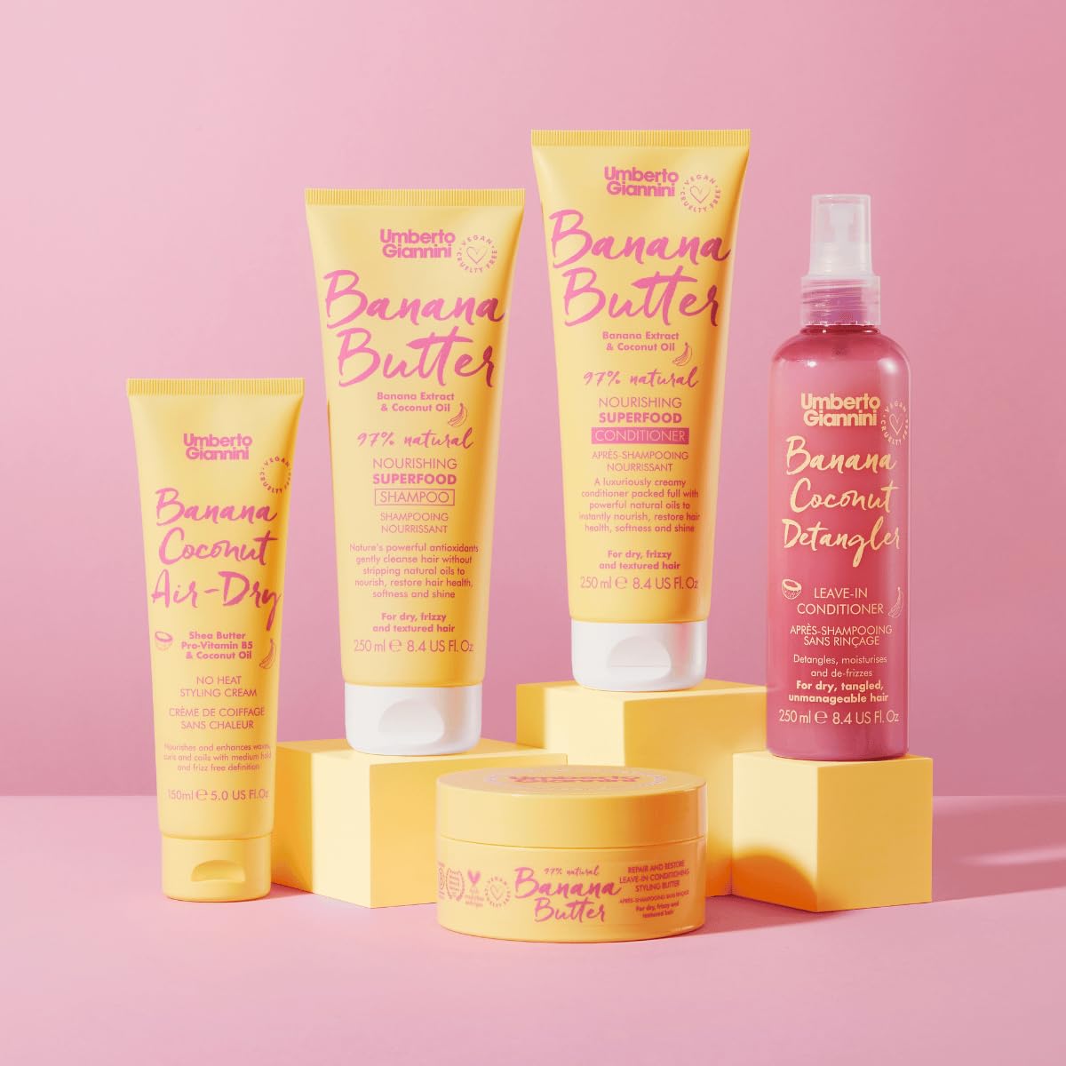 Umberto Giannini Banana Coconut Air Dry Cream 150ml - Weightless Curl Cream with Medium Hold