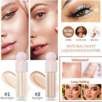Mornery Liquid Highlighter - Contour Face Stick/Shimmer Cream Makeup, Glitter Luminizer With Cushion Applicator, Natural Looking Bronzer (01 Moonlight)