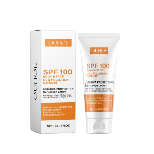 SPF100 Facial Sunscreen Lotion - Mild Protective Care Sunburn - Anti Wrinkle - Clear Protective Cream - All Skin Types