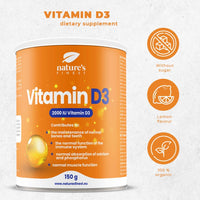 Nature's Finest by Nutrisslim Vitamin D3 Powder 2000IU | 50µg of Vitamin D per Serving | Most Bioavailable Form of Vitamin D3 Powder | for Vegetarians and Vegans